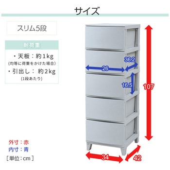 収納チェスト ルームス 5段 スリム サンカ