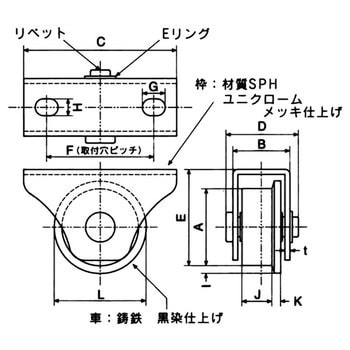 R130L フジロイヤル重量戸車 L型(トロ型) 1個 ヤボシ 【通販サイト