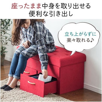 引出し付き収納BOXスツール(引出し二つタイプ) サンワダイレクト