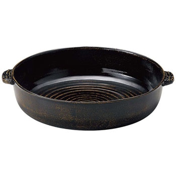 アルミ 電磁用 手付深型ドラ鉢(黒アメ釉) EBM(江部松商事)