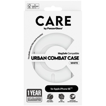 iPhone 16e CARE by PanzerGlass Flagship Case Transparent Urban Combat w/White MagSafe CARE