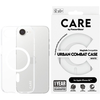 iPhone 16e CARE by PanzerGlass Flagship Case Transparent Urban Combat w/White MagSafe CARE