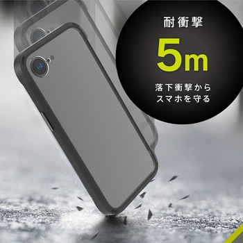 iPhone 16e [GRAV Solid UNLIMITED] 超精密設計 超衝撃吸収 ハイブリッドケース ブラック トリニティ