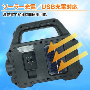 ソーラー充電併用3方式LEDライト、点灯、点滅、平面、円形、スポットライト ブロードウォッチ