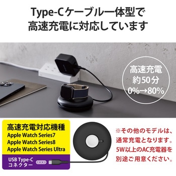 Apple Watch 充電器ケーブル USBType-C 1.2m 巻取タイプ 高速充電 Apple正規認証品 エレコム