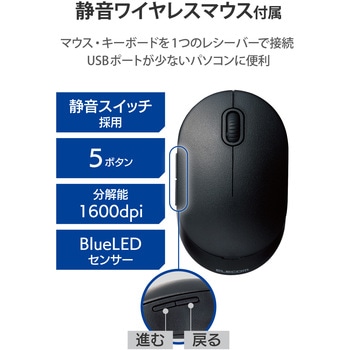 キーボード 無線2.4GHz テンキー付き ワイヤレス マウス付き 静音 薄型 コンパクト ブラック エレコム