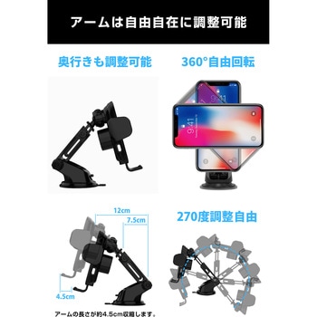 車載ホルダー Qi搭載ワイヤレス充電器 エンジン停止後も開閉可能 LUFT