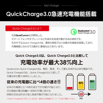 カーチャージャー 車載充電器 Qyick Charge3.0搭載 12V-24V対応 LUFT