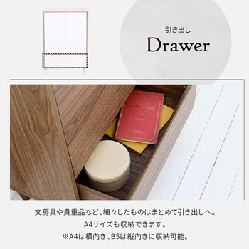 扉付き リビングチェスト 引き出し付き キャビネット リビングボード 薄型 コンパクト 脚付き 3段 ジェイケイ・プラン