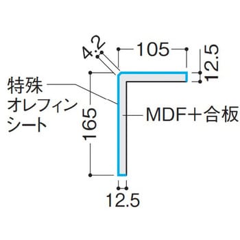 YNZ81-13SA ハピアフロア石目柄 玄関造作材 L型框 艶消し仕上 特殊加工 ...