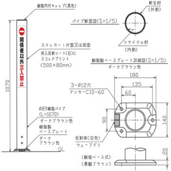 リサイクル樹脂ポール型サイン 吾妻商会(AZUMA)