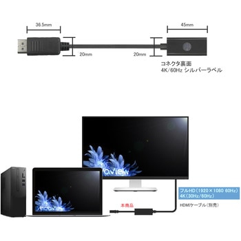 DisplayPort to HDMI 変換アダプタ Vodaview