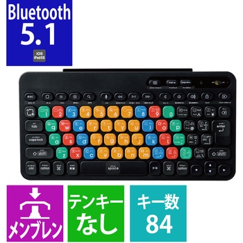 キーボード 無線 Bluetooth メンブレン式 ミニサイズ コンパクト カラー キーボード Caps Lock機能無効化スイッチ 【 iPad iPhone 対応 】 抗菌 カードスタンド付 エレコム