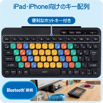 キーボード 無線 Bluetooth メンブレン式 ミニサイズ コンパクト カラー キーボード Caps Lock機能無効化スイッチ 【 iPad iPhone 対応 】 抗菌 カードスタンド付 エレコム