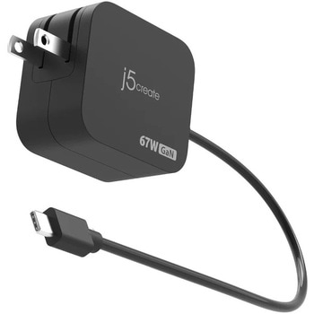 67W GaN USB-Cケーブル一体型 PD充電器(1.8m) j5 create