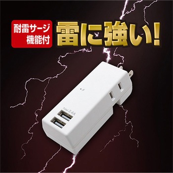 耐雷USBタップ2個口2ポート2.4A MCO