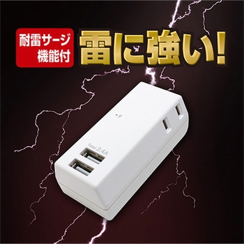 耐雷USBタップ2個口2ポート2.4A MCO
