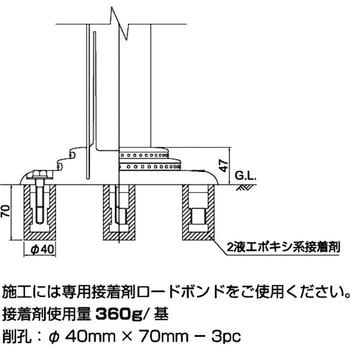 PC-100NFRW-CS-T3 車線分離標 ポールコーンNFタイプ 3本脚アンカー 1本