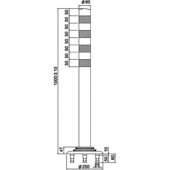 車線分離標 ポールコーンnfタイプ 3本脚アンカー 積水樹脂 ガイドポスト 通販モノタロウ Pc 40nfrw Cs T3