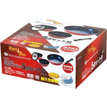 スタックプラス ブルーダイヤモンドコートIH対応クックウェア5点セットB パール金属