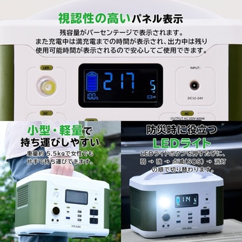 YPD-626A(WH) ポータブル電源 大容量626.4Wh AC出力600W 純正正弦波 1