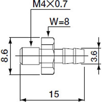 ホース用接続継手 接続後継M4 Φ4ホース用 アインツ
