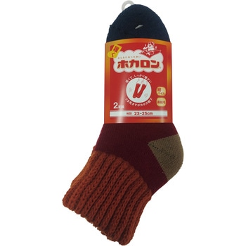 婦人ホカロン 総パイルアクリル切替 アカ(2足入) レンフロ