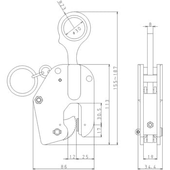 LV-100(1-10) 軽量部材適用縦つりクランプ 1台 イーグルクランプ ...