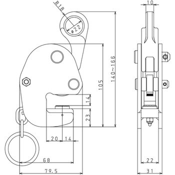 LH-100(1-12) 軽量部材適用横つりクランプ 1台 イーグルクランプ
