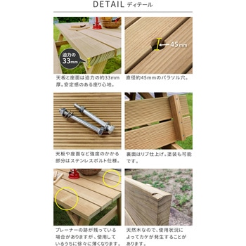 日本製ニュージーランドパインピクニックテーブル 幅147 (防腐加工) 無塗装 住まいスタイル