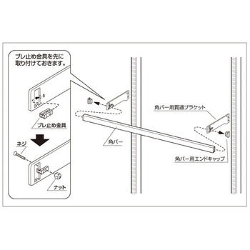システム什器 貫通式角バーセット W60cm スリット芯々58.8cm用 ストア・エキスプレス