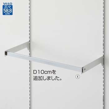 システム什器 貫通式ミニ角バーセット W60cm スリット芯々58.8用 ストア・エキスプレス