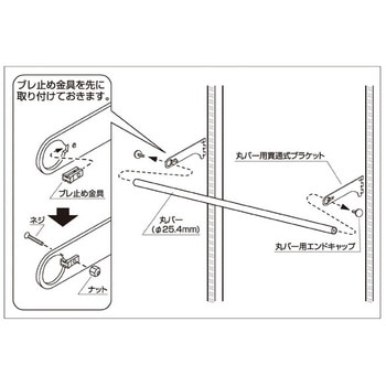 システム什器 貫通式丸バー(Φ25.4mm)セット スリット芯々88.8cm用 W120cm ストア・エキスプレス