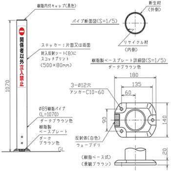リサイクル樹脂ポール型サイン 吾妻商会(AZUMA)