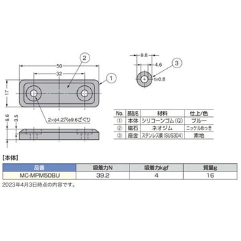 金属粉入りシリコーンマグネットキャッチ スガツネ工業