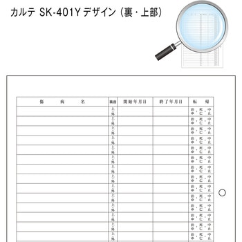 カルテ用紙 1号(診療録) 保険証添付欄あり・2穴あきタイプ 金鵄製作所