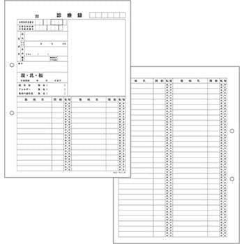 カルテ用紙 1号(診療録) 保険証添付欄あり・2穴あきタイプ 金鵄製作所