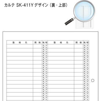 カルテ用紙 1号(診療録) 保険証添付欄あり・2穴あきタイプ 金鵄製作所