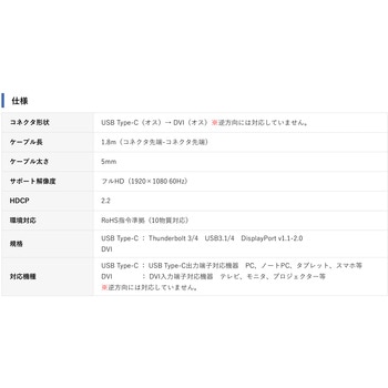 Type-C to DVI ケーブル - Vodaview
