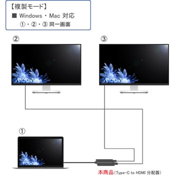 Type-C to HDMI 2ポート分配器 Vodaview