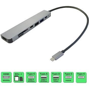 Type-C to マルチ Dock Hub アダプタ コンパクトサイズ 4K60Hz対応 - Vodaview