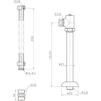 スクエアラインキャビS化粧台引出水栓用オプション 床給水用止水栓 Janis(ジャニス工業)