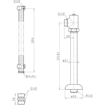 サークルラインキャビS化粧台引出水栓用オプション 床給水用止水栓 Janis(ジャニス工業)