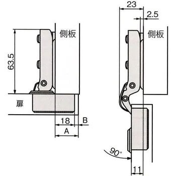 スライド丁番 DT90° アトムリビンテック 【通販モノタロウ】