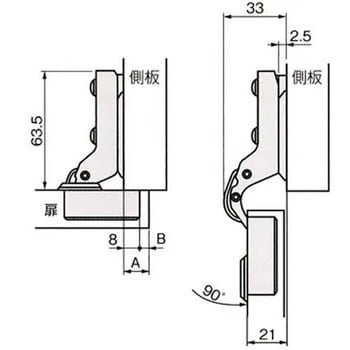 スライド丁番 DT90° アトムリビンテック 【通販モノタロウ】