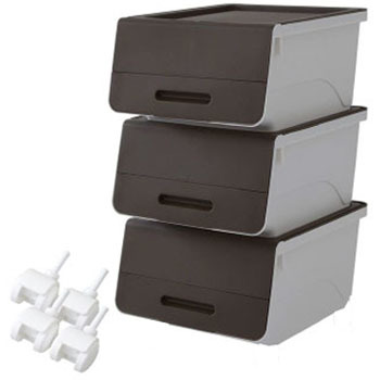 - フタ付きセット 収納ボックス 浅型キャスター付きセット YAMAZEN(山善) 29219865