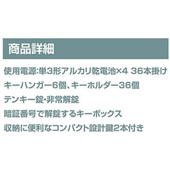 KB-E-36 プッシュボタン式 鍵保管 キーボックス (36本掛け) 日本アイ