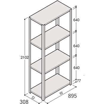 軽量棚ERR開放型H2100 有効棚 3段＜配送時組立サービス付＞ イトーキ