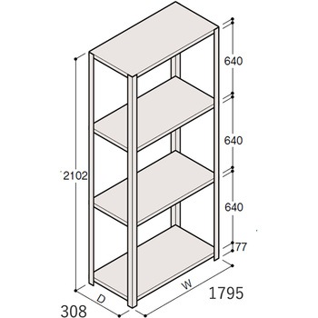 軽量棚ERR開放型H2100 有効棚 3段＜配送時組立サービス付＞ イトーキ