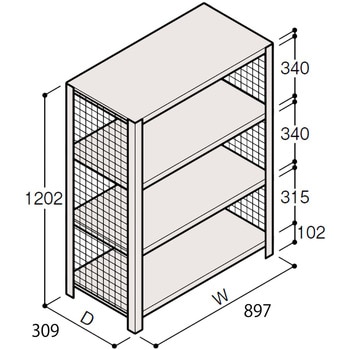 軽量棚ERR金網型H1200 有効棚 3段 イトーキ 本棚・ラック 【通販